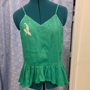 Emerald Green Camisole with Lace Accent